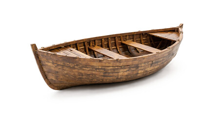Obraz premium wooden boat isolated on white background.