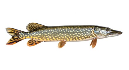 Northern Pike Fish Aquatic Predator Natural Wildlife Illustration