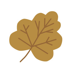 Minimalist Flat Style Brown Leaf Fall Season Botanical Illustration Graphic