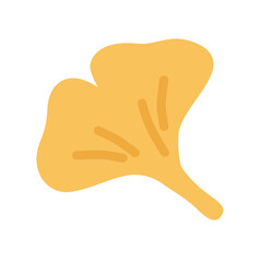 Simple Flat Design Ginkgo Biloba Leaf Autumn Element Illustration