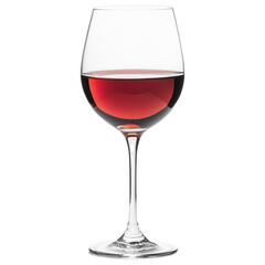 The Essence of Red Wine: A transparent glass of rich red wine is captured against a minimalistic background, showcasing its vibrant color and the refined elegance of the glass.