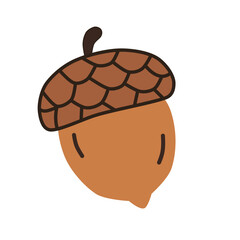 Minimalist Flat Color Acorn Nature Fall Season Graphic Illustration
