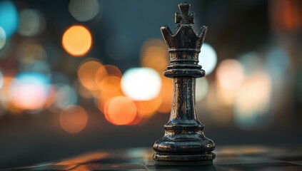 Chess queen in city lights