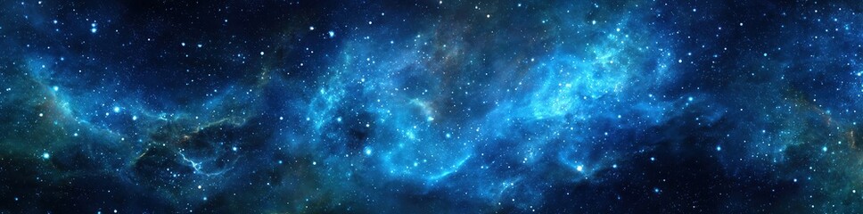 Night sky with stars. Universe filled with clouds, nebula and galaxy. Landscape with gradient blue and purple colorful cosmos with stardust and milky way. Magic color galaxy, space background