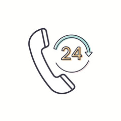 24/7 Customer Support icon. Around the clock phone service vector illustration.