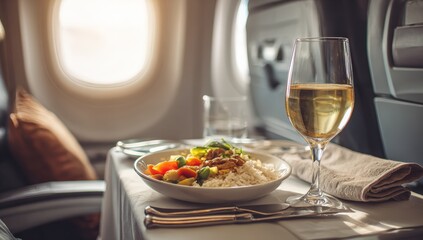Airplane meal with wine (2)