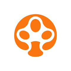 Orange abstract mushroom shape isolated on transparent background