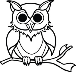 Whimsical vampire owl with tiny fangs perched on a branch a charming creature of the night isolated on white background isolated on transparent background