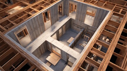 Fototapeta premium Interior framework of a building under construction