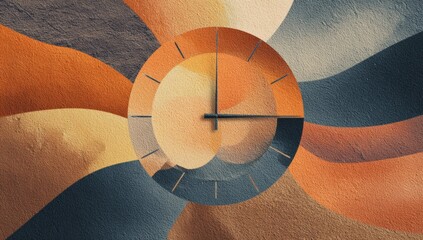 Abstract clock face on a textured background