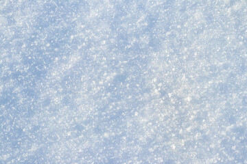 Shiny texture of fresh snow in sunlight, natural winter background in high resolution, abstract cold pattern for design and seasonal projects
