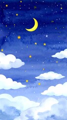 Night sky with clouds and moon