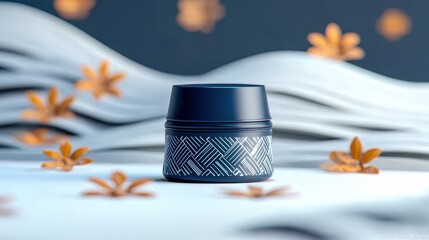 Eye cream packaging with paper and floral accents, perfect for skincare tutorials or influencer content.