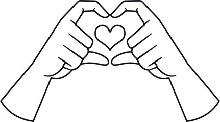 Love sharing hands sign black-and-white