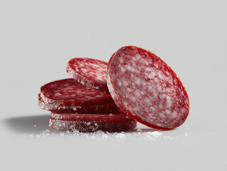 Professional photo of salami on a plain background