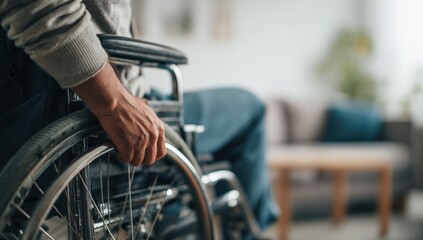 Obraz premium Person in a wheelchair, indoor setting