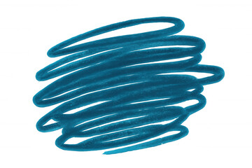 Blue artistic brush stroke creating textured scribble, adding dynamic visual element against transparent background for graphic design