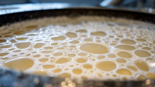 Cream separator with milk fat globules separating into distinct layers