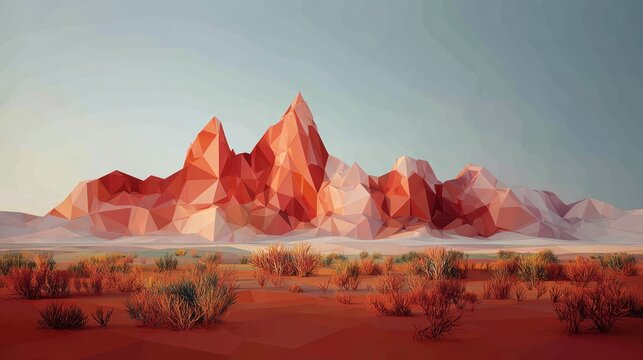 Colorful polygonal mountain landscape