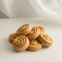 Delicious brown sugar chocolate chip cookies stacked on a white plate with a closeup view