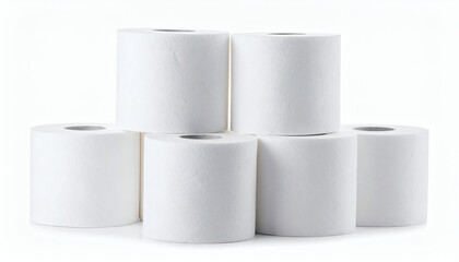 Stack of Roll Tissue Isolated on Clean White Background for Bathroom Essentials, Home Decor, and Digital Design Projects