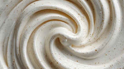 Yogurt swirling with visible probiotic cultures in creamy texture