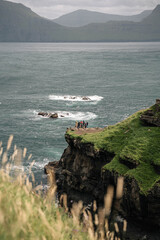 Dramatic Ocean Cliffs with Bird on the Faroe Islands