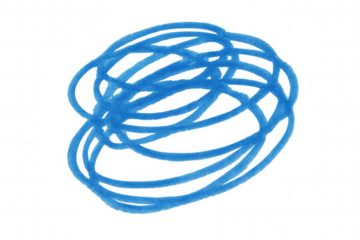 Swirling blue scribbled circle expressing mental turmoil, chaotic emotions against transparent backdrop, highlighting abstract visual concept