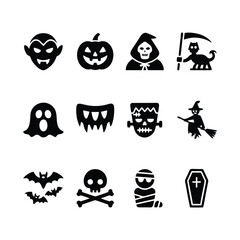 Halloween Icons: Spooky Monsters & Festive Symbols