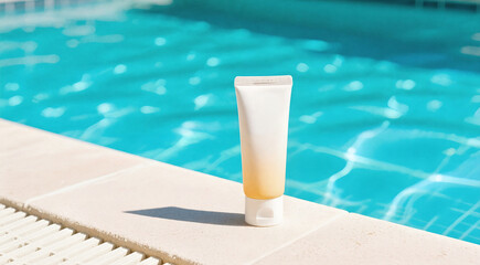 Naklejka premium Korean Sunscreen Tube by Pool