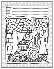 Bold and Easy Silly Crimes Cozy & Funny Coloring Book for Adults and Kid. High resolution (300 DPI), Ready to print on standard 8.5x11-(A4) inch paper With (No Bleed), Black and White. Vector 