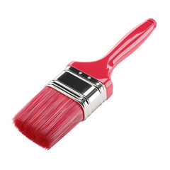 Red paintbrush, angled view, plastic handle
