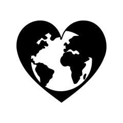 World inside of a Heart showing love for our planet Earth