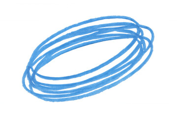 Blue marker hand-drawing oval scribble, transparent backdrop highlighting casual artistic stroke with minimal graphic design element