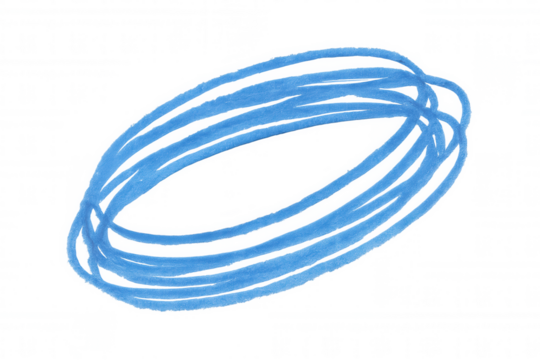 Blue marker hand-drawing oval scribble, transparent backdrop highlighting casual artistic stroke with minimal graphic design element