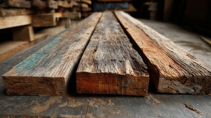 Reclaimed barn wood planks ready for cutting
