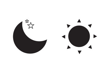 Sun moon icon vector symbol, Set of time of the day icon, Sunset silhouette