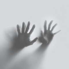 Ethereal hands reaching isolated on white background