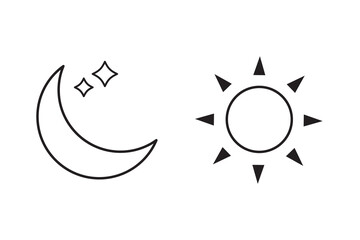 Sun and moon icons in line style.