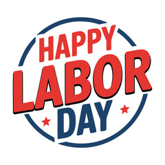 Collection of six Labor Day logo designs featuring patriotic red, white, and blue text with stars, stripes, and decorative elements on cream background