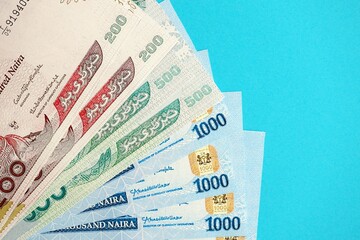 Nigerian naira money bills in big amount. Finance and banking concept