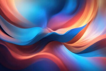 抽象的な波状テクスチャ デザインと動的な光の表示とブルーとオレンジの色と現代的な背景