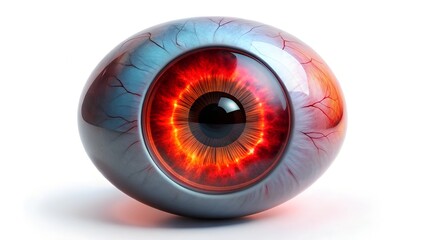 Fiery Red and Blue Eyeball with Visible Blood Vessels.