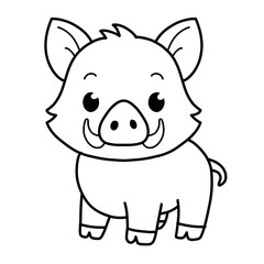 Outline cute illustration of boar