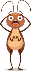Fearful scared cockroach character vector illustration