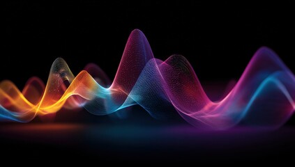 Abstract wavy lines of vibrant color on a black background