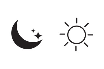 Sun and moon icon vector day and night icon set