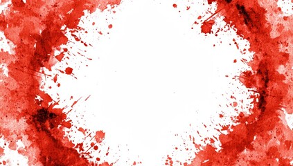 Circular red splattered frame on white