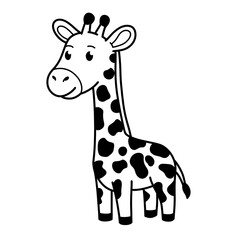 Fototapeta premium Outline cute illustration of giraffe