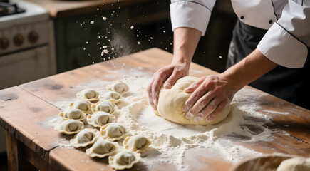Kneading Pelmeni Dough